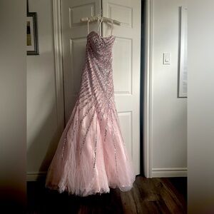 Strapless Mermaid Sparkly Pink formal dress used as a prom dress, ONCE.